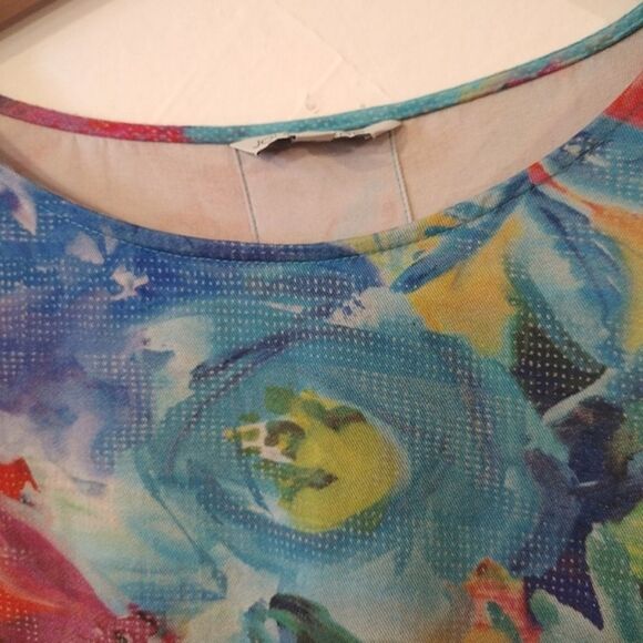 John Mark Women's Size Large Multicolor Ruffle Sleeve Artistic Blouse Top - Picture 6 of 11